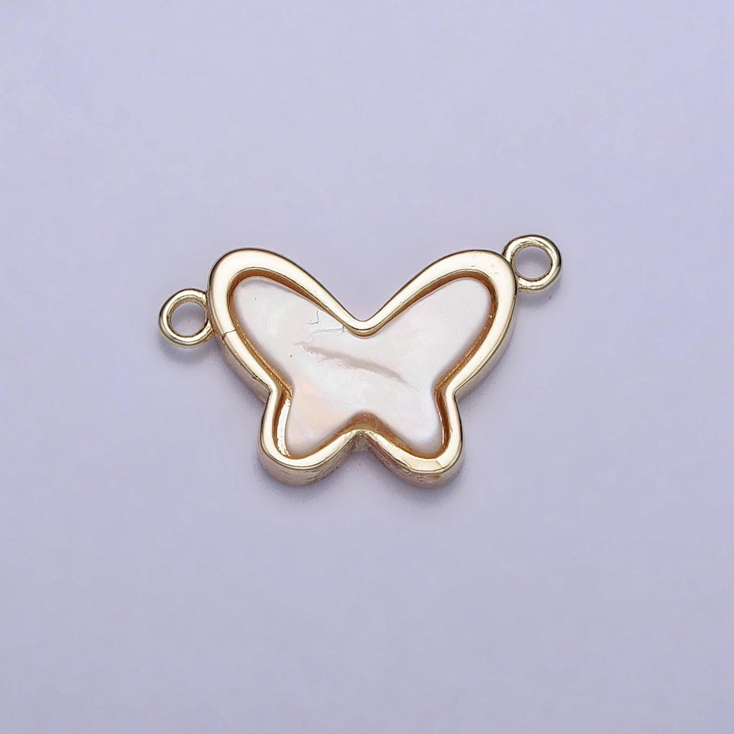 Small gold dainty pearl butterfly charm connector 2 link charm insect spring gold filled small butterfly charm link connector y-875
