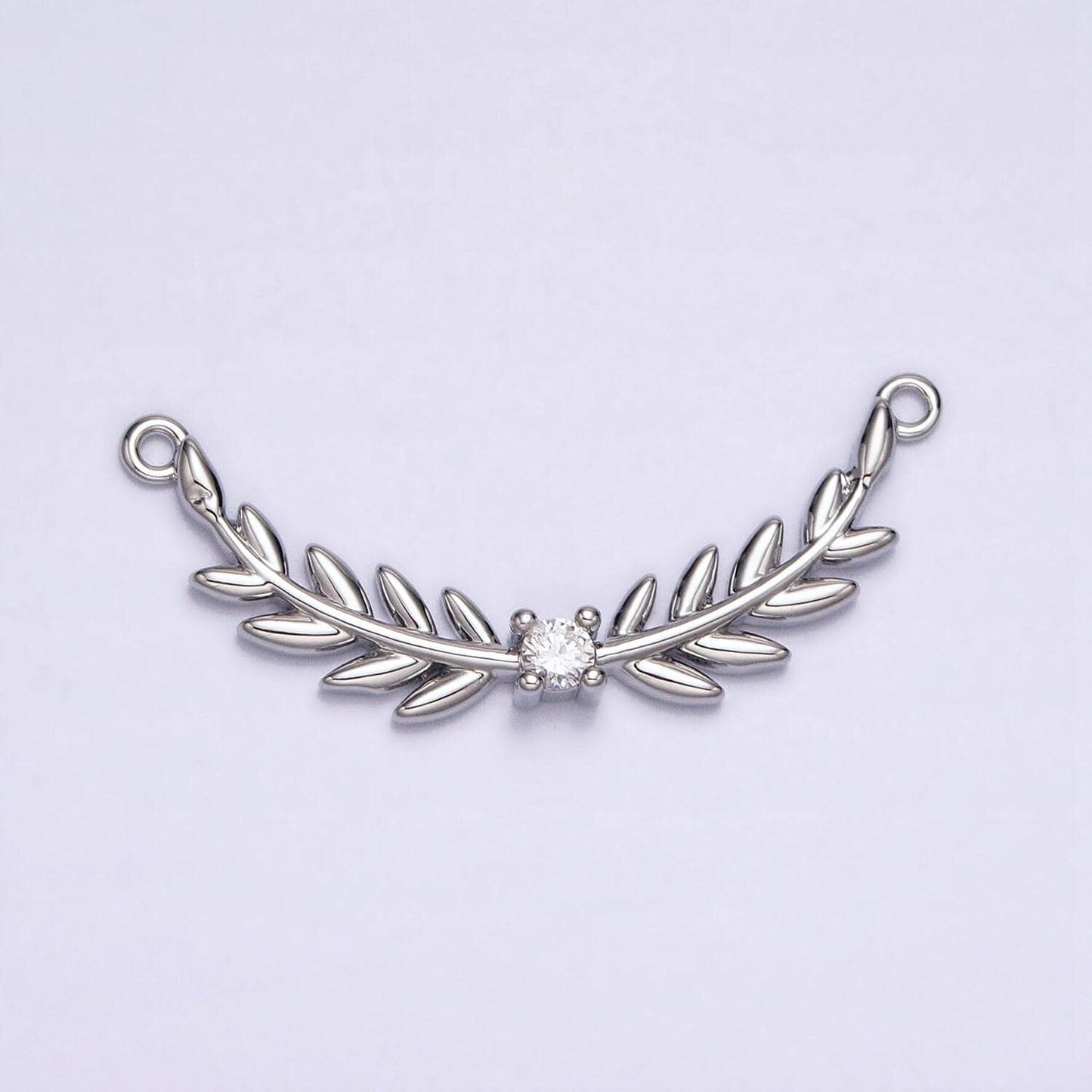 Mini gold, silver clear olive leaf wuth clear cubic zirconia link connector for necklace bracelet component | y-869