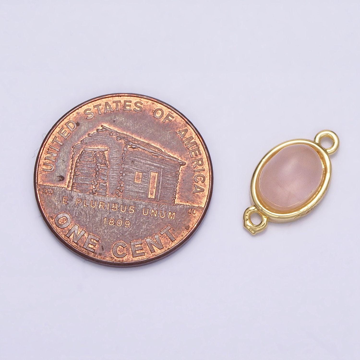 Mini oval natural stone charm connector double bail link connector for bracelet component | aa1003 - aa1004