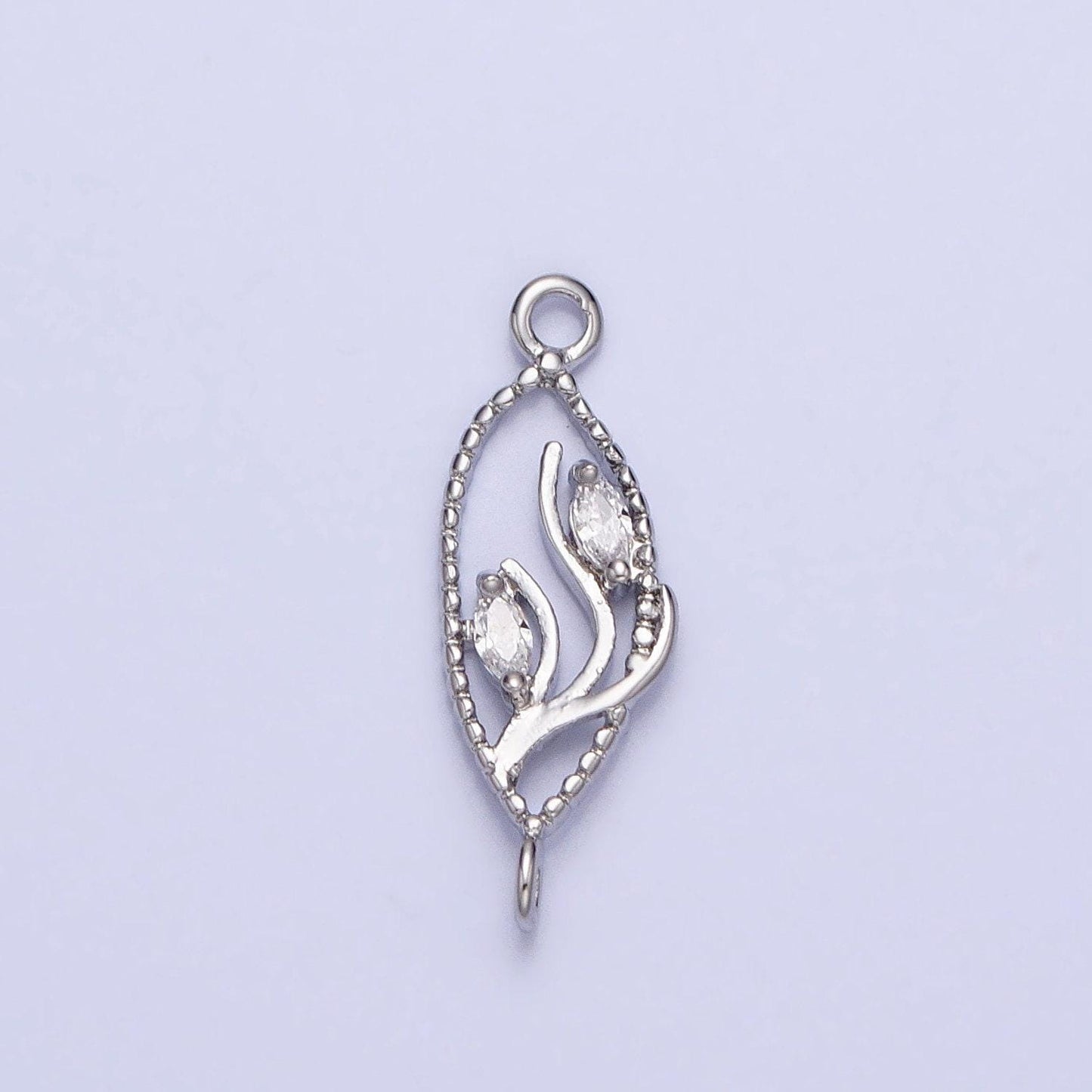 Mini gold flower charm connector for necklace earring bracelet component silver cz vine link connector y-867