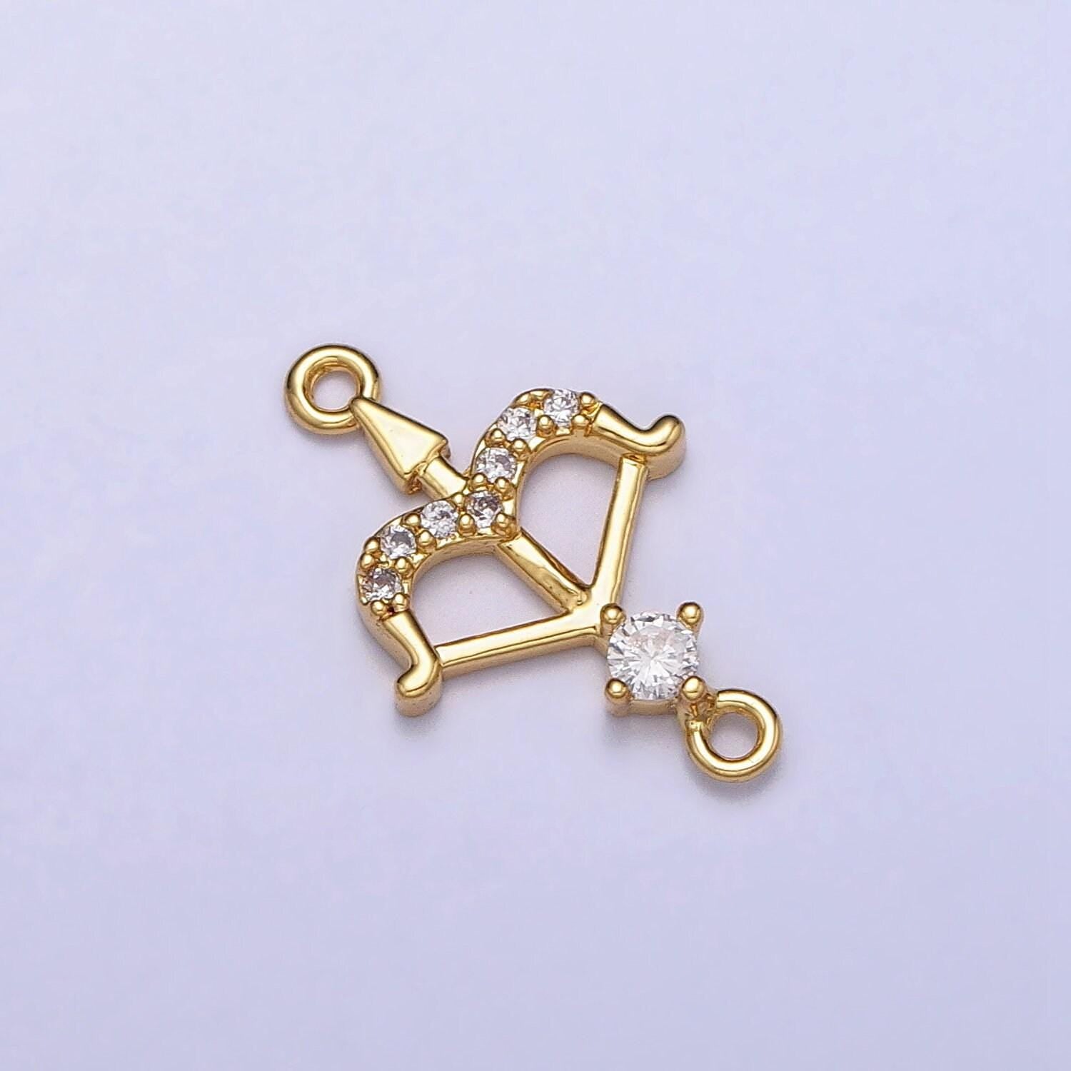 15x10mm gold cupid's arrow cz charm connector dainty link connector for necklaces bracelet earring jewelry supply sagittarius charm y-864
