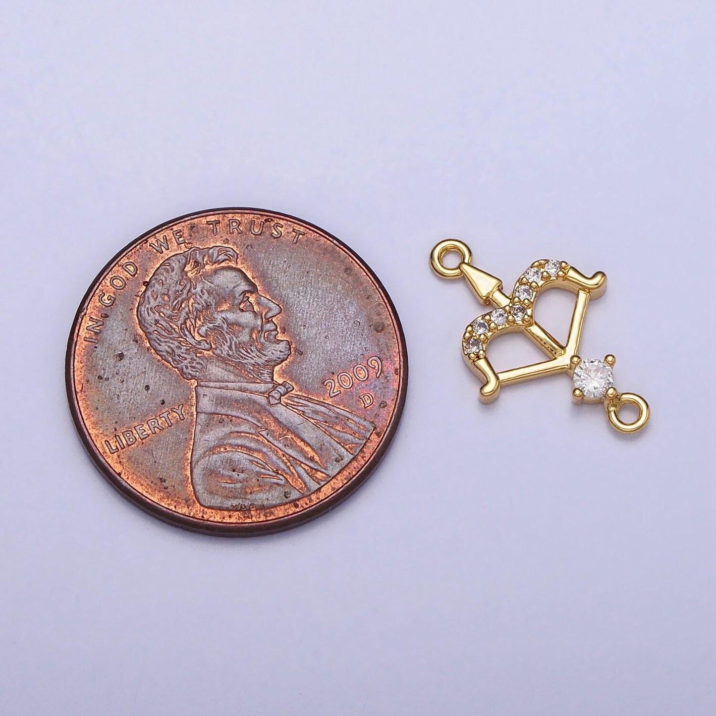 15x10mm gold cupid's arrow cz charm connector dainty link connector for necklaces bracelet earring jewelry supply sagittarius charm y-864