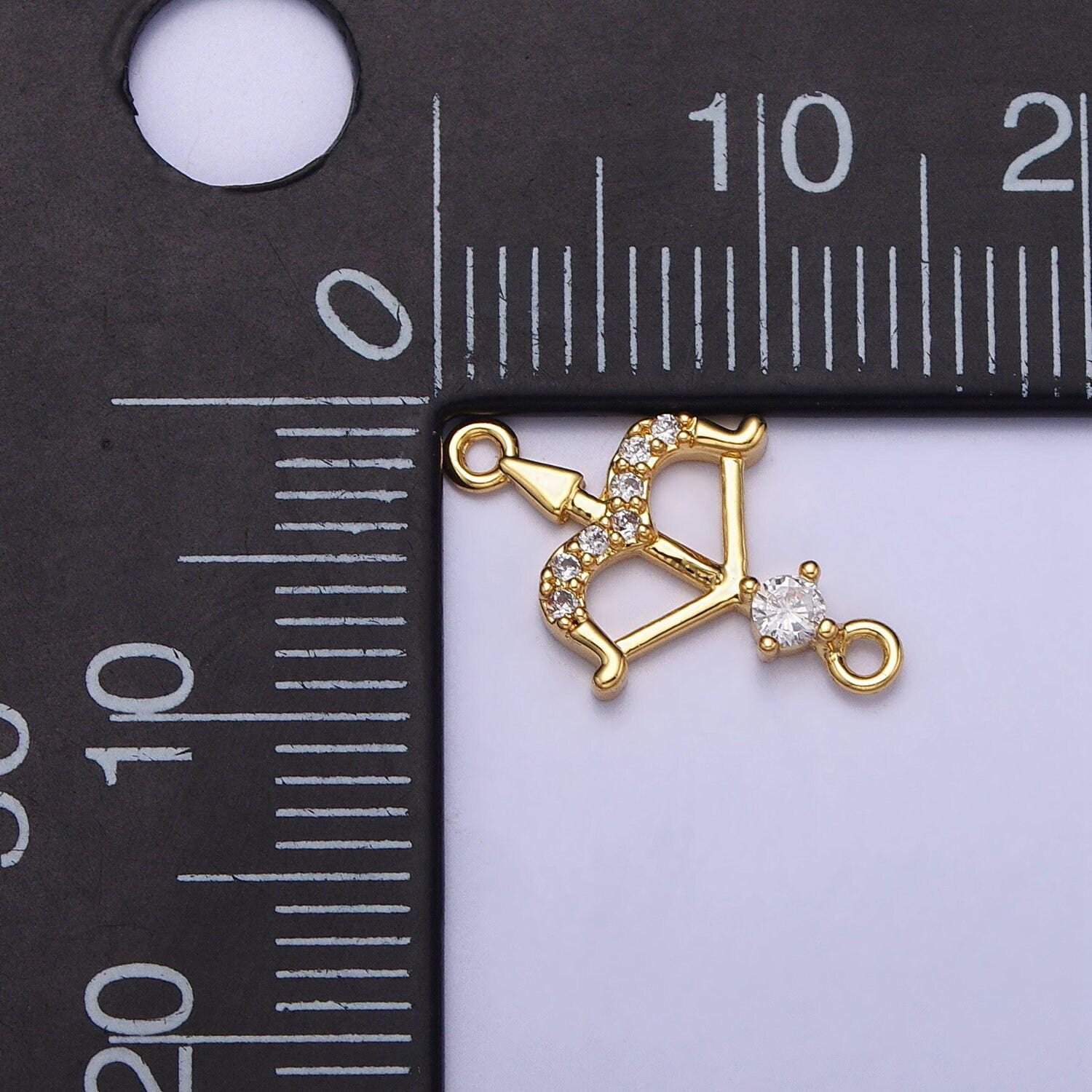15x10mm gold cupid's arrow cz charm connector dainty link connector for necklaces bracelet earring jewelry supply sagittarius charm y-864