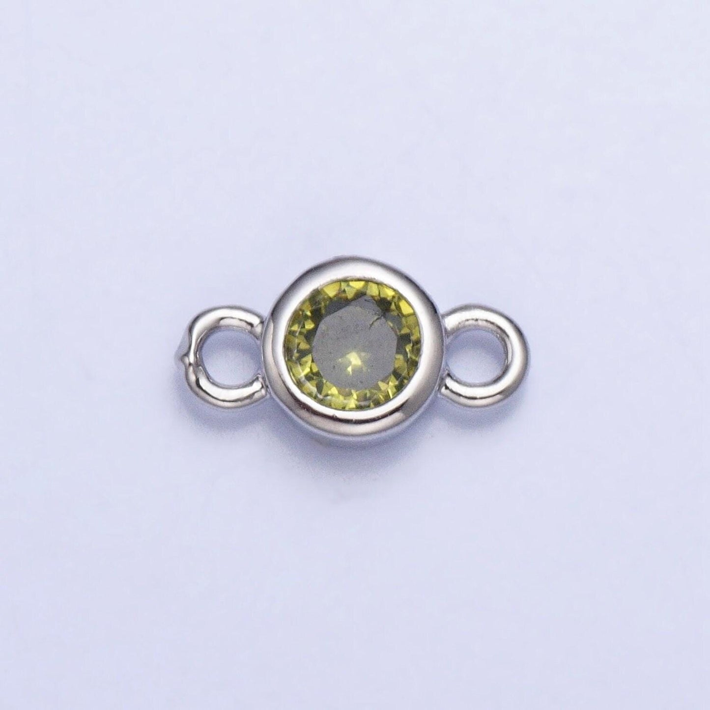 4mm silver bezel cut charm connectors cubic zirconia bezel charm for bracelet necklace supply in silver plated cz birthstone connectors