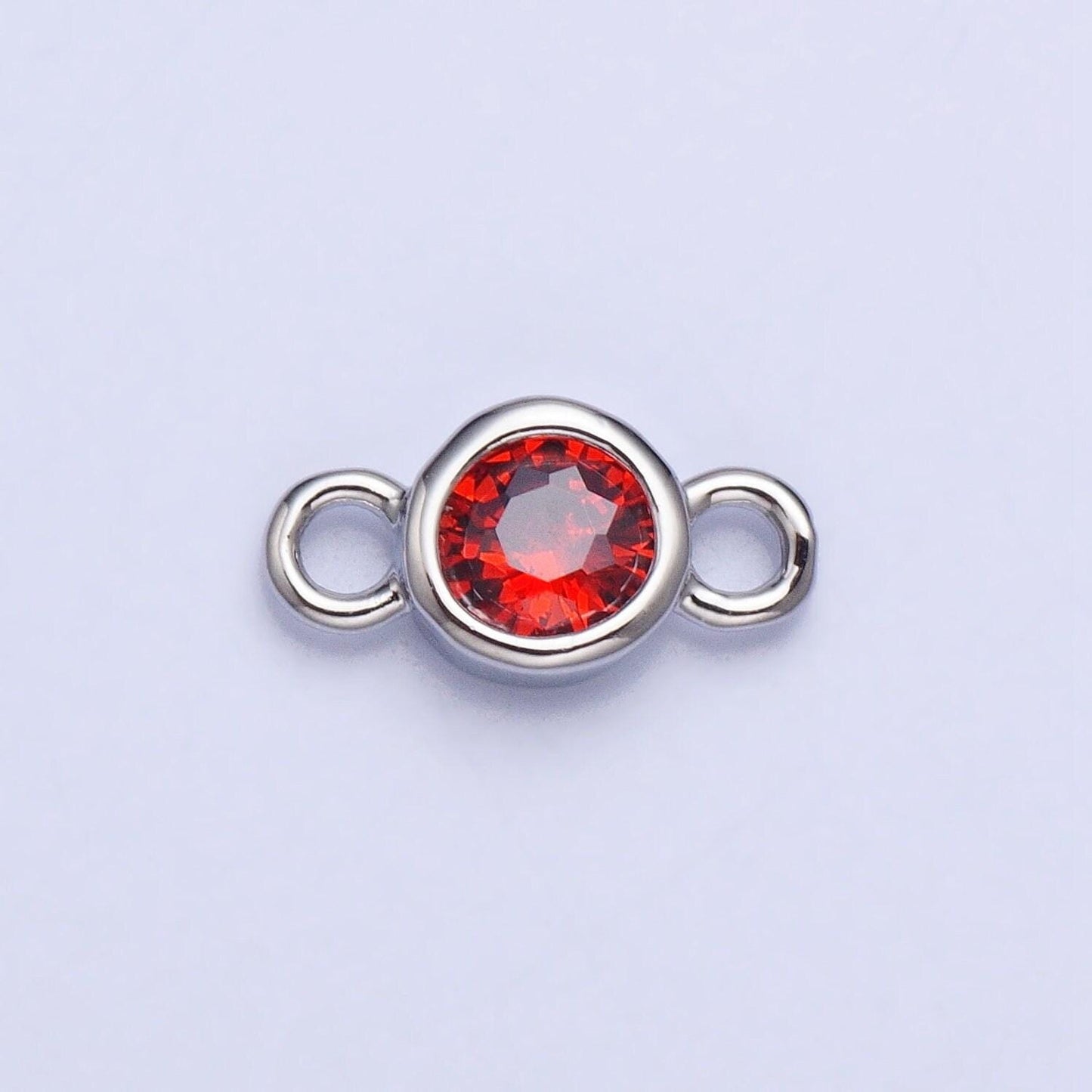4mm silver bezel cut charm connectors cubic zirconia bezel charm for bracelet necklace supply in silver plated cz birthstone connectors