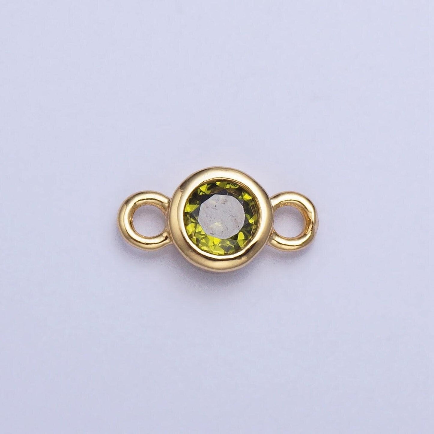 4mm gold bezel cut charm connectors cubic zirconia bezel charm for bracelet necklace supply in gold plated cz birthstone connectors