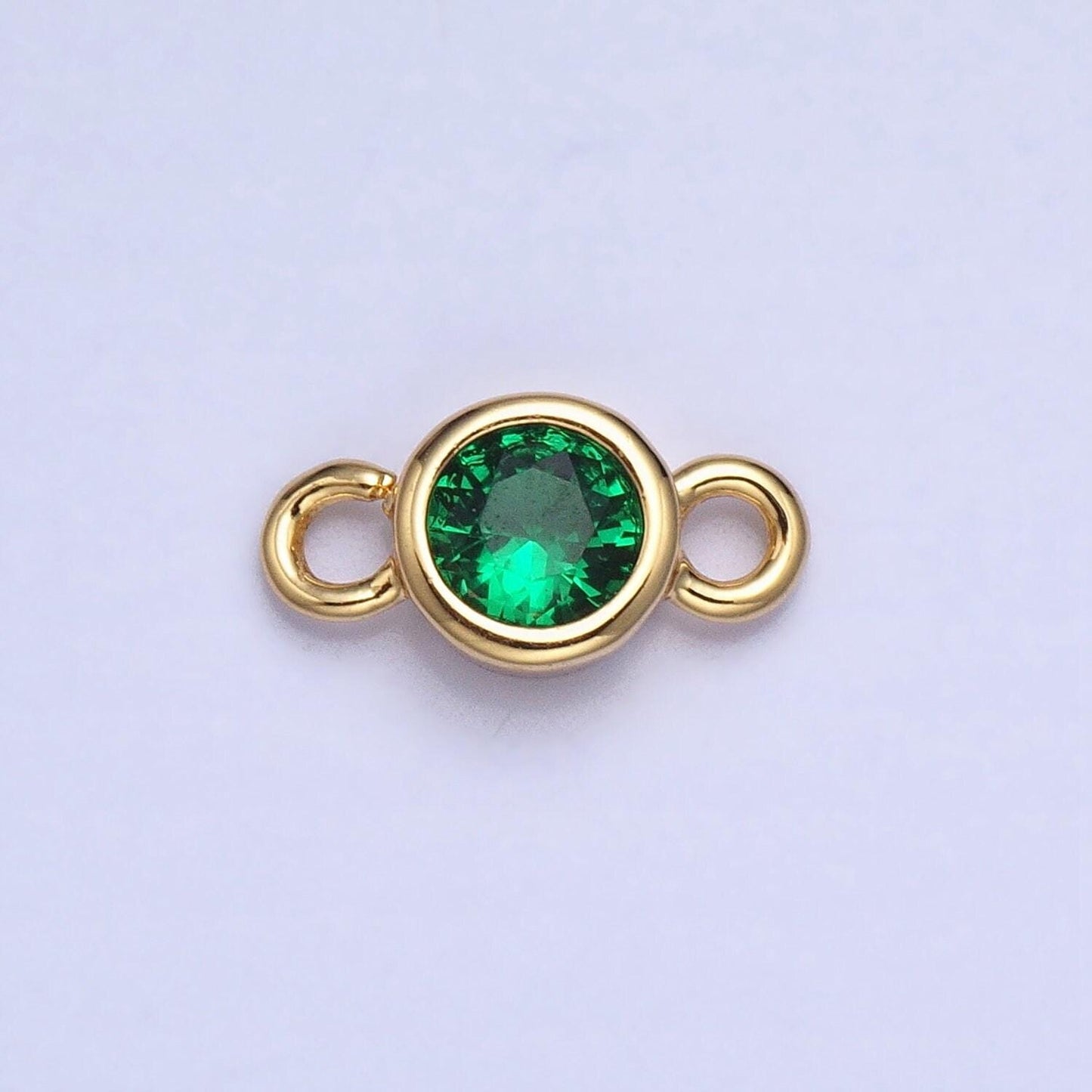 4mm gold bezel cut charm connectors cubic zirconia bezel charm for bracelet necklace supply in gold plated cz birthstone connectors