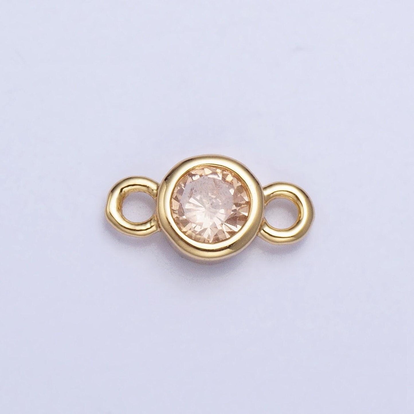 4mm gold bezel cut charm connectors cubic zirconia bezel charm for bracelet necklace supply in gold plated cz birthstone connectors