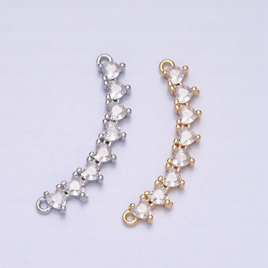 Dainty gold, silver heart cubic zirconia 27.6mm link connector for collar necklace component handmade choker necklace| y-849