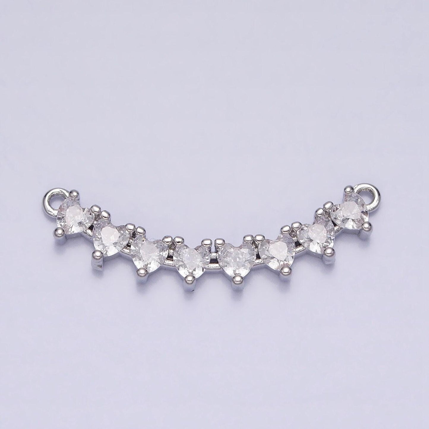 Dainty gold, silver heart cubic zirconia 27.6mm link connector for collar necklace component handmade choker necklace| y-849