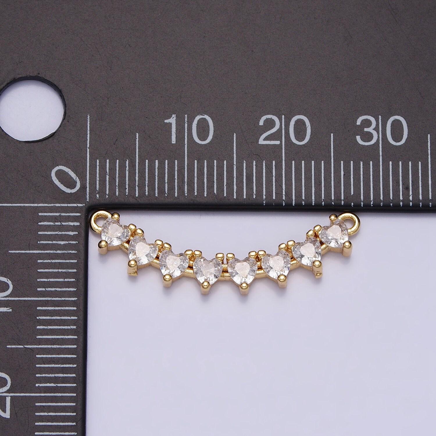 Dainty gold, silver heart cubic zirconia 27.6mm link connector for collar necklace component handmade choker necklace| y-849