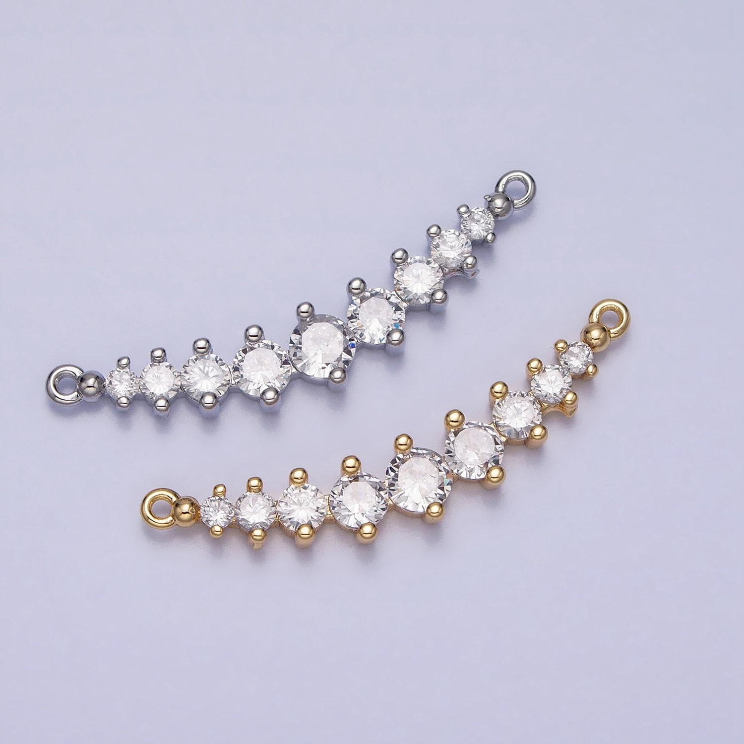 Dainty gold, silver gradient round cubic zirconia 31.4mm link connector for collar necklace component handmade choker necklace| y-848