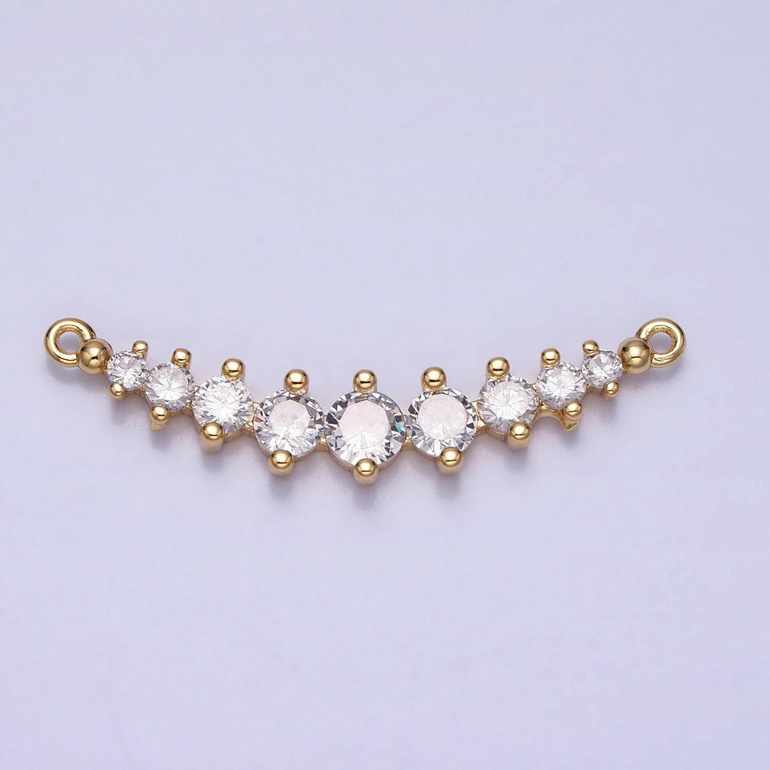 Dainty gold, silver gradient round cubic zirconia 31.4mm link connector for collar necklace component handmade choker necklace| y-848