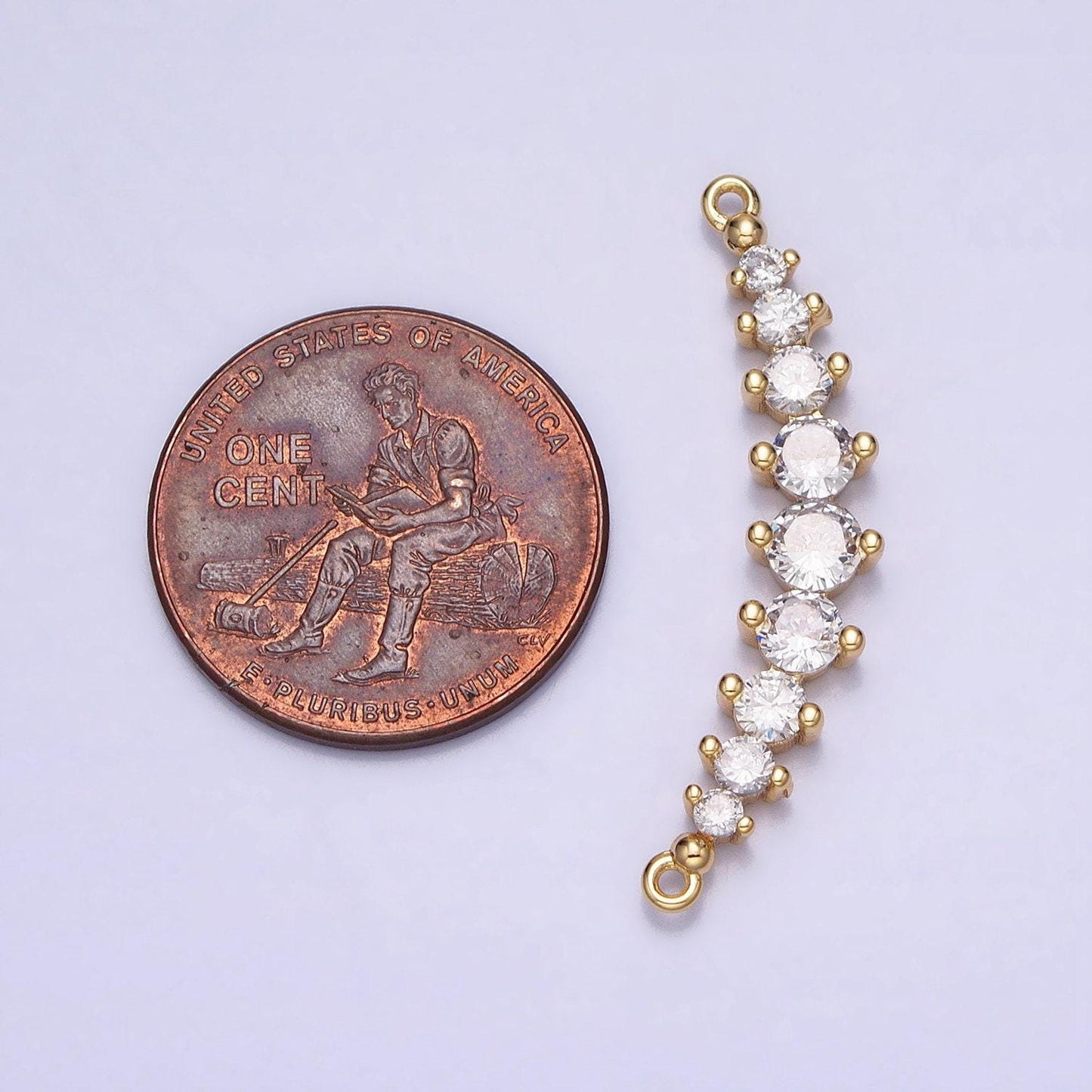Dainty gold, silver gradient round cubic zirconia 31.4mm link connector for collar necklace component handmade choker necklace| y-848