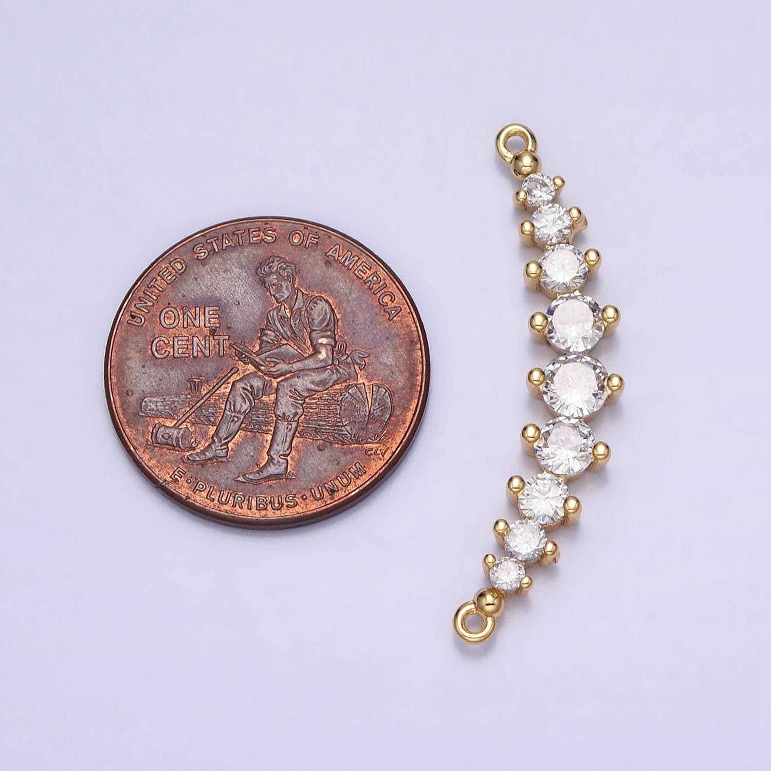 Dainty gold, silver gradient round cubic zirconia 31.4mm link connector for collar necklace component handmade choker necklace| y-848