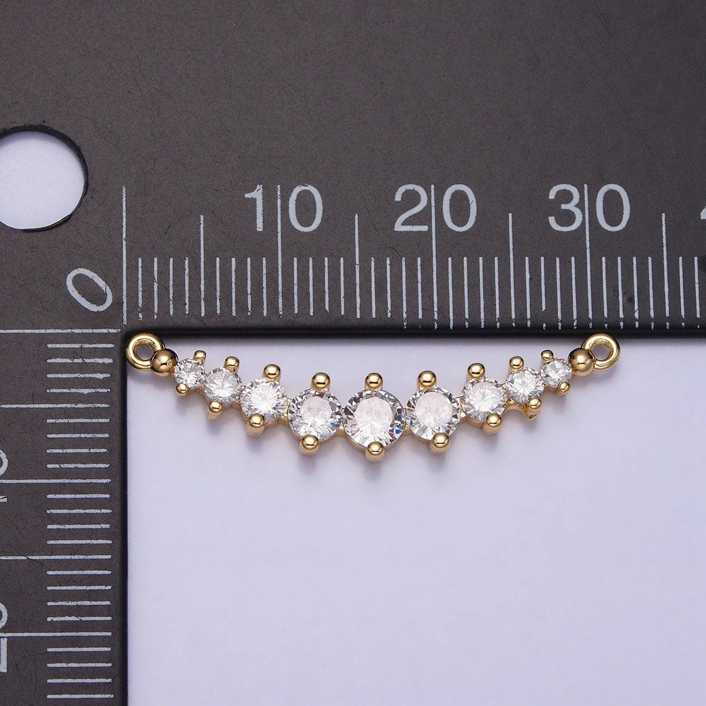 Dainty gold, silver gradient round cubic zirconia 31.4mm link connector for collar necklace component handmade choker necklace| y-848