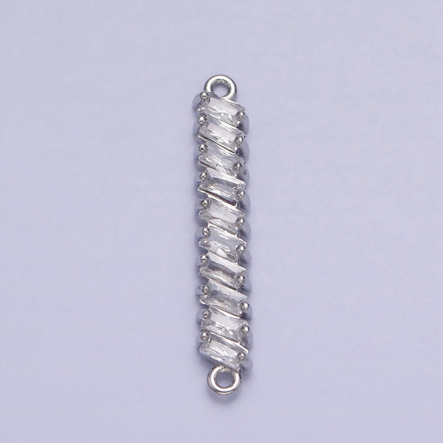 Baguette dainty link charm connector pendant, bar charm bracelet necklace link connector charms handmade jewelry gold micro pave y-842
