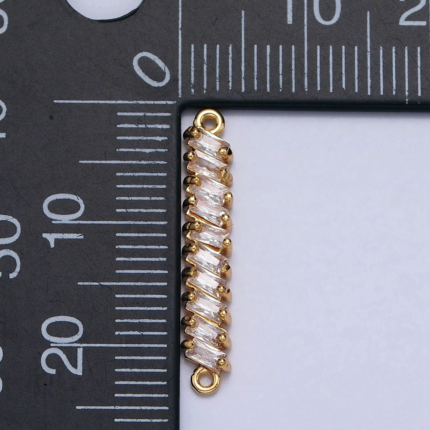 Baguette dainty link charm connector pendant, bar charm bracelet necklace link connector charms handmade jewelry gold micro pave y-842