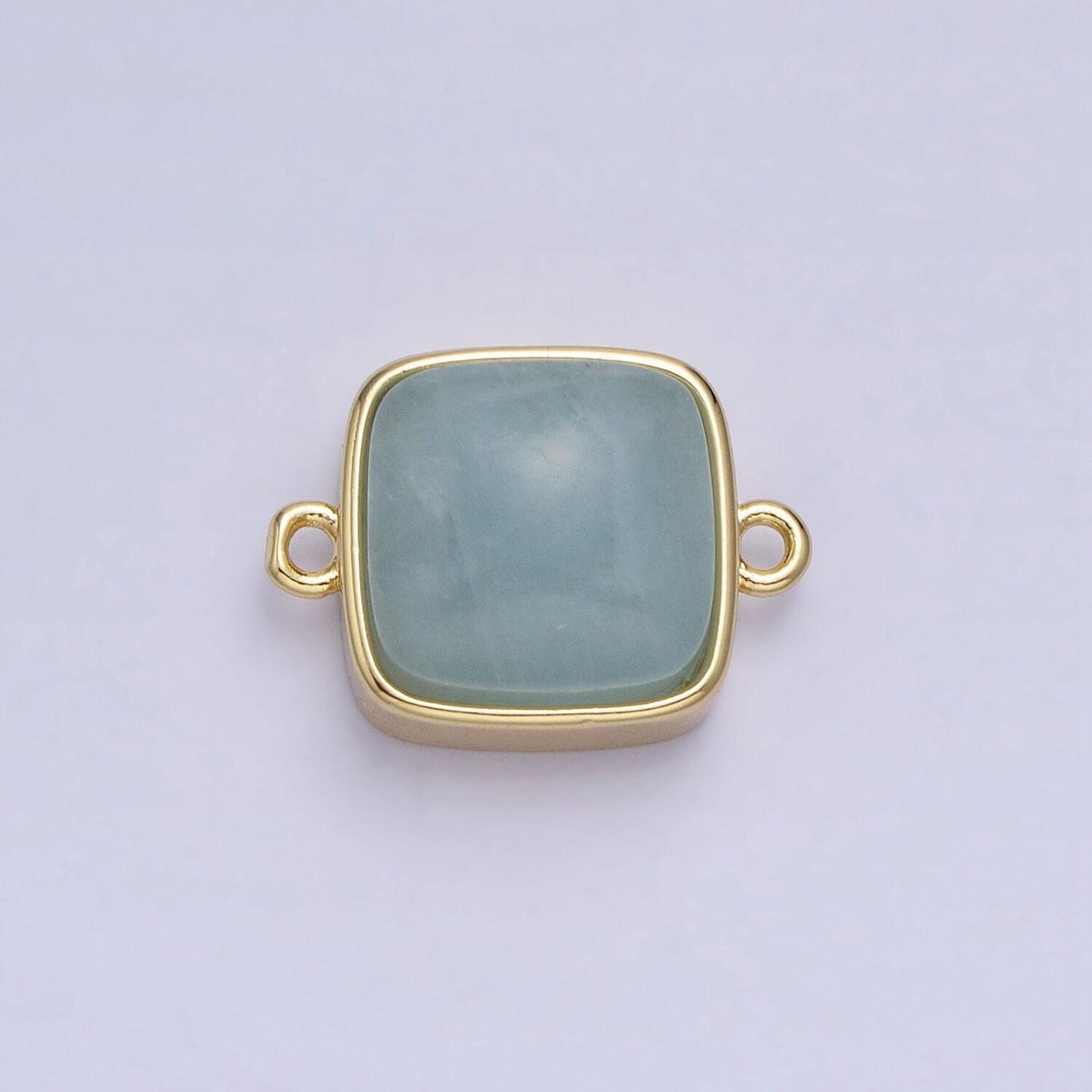 24k gold filled white moonstone, rose quartz, blue agate, tiger eye, amethyst, onyx square connector | y-834~y-837