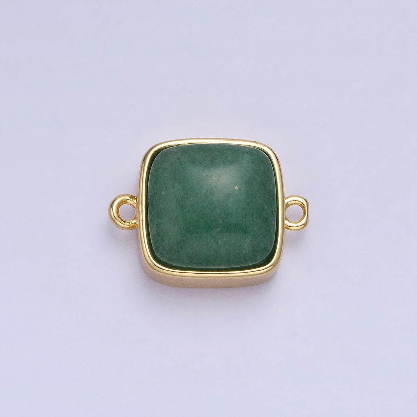 24k gold filled white moonstone, rose quartz, blue agate, tiger eye, amethyst, onyx square connector | y-834~y-837