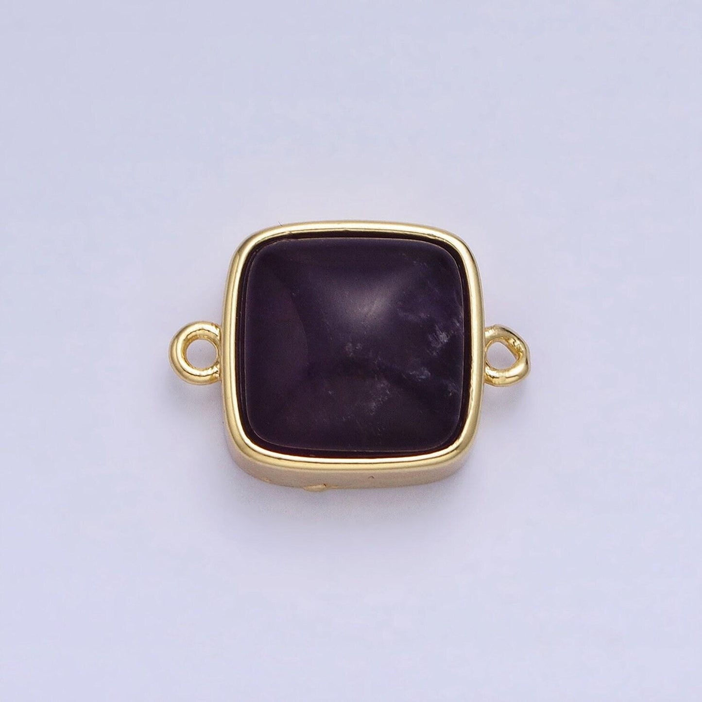 24k gold filled white moonstone, rose quartz, blue agate, tiger eye, amethyst, onyx square connector | y-834~y-837