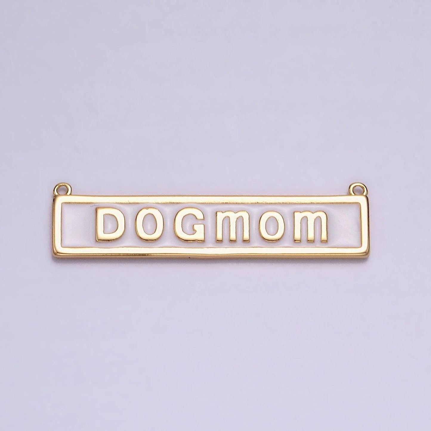 Gold filled dog mom charm connector for handmade necklace component gift for mommy grandma pet lovers in white pink enamel y-830~y-831