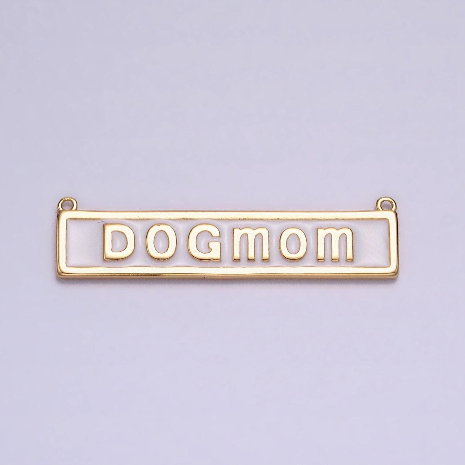 Gold filled dog mom charm connector for handmade necklace component gift for mommy grandma pet lovers in white pink enamel y-830~y-831