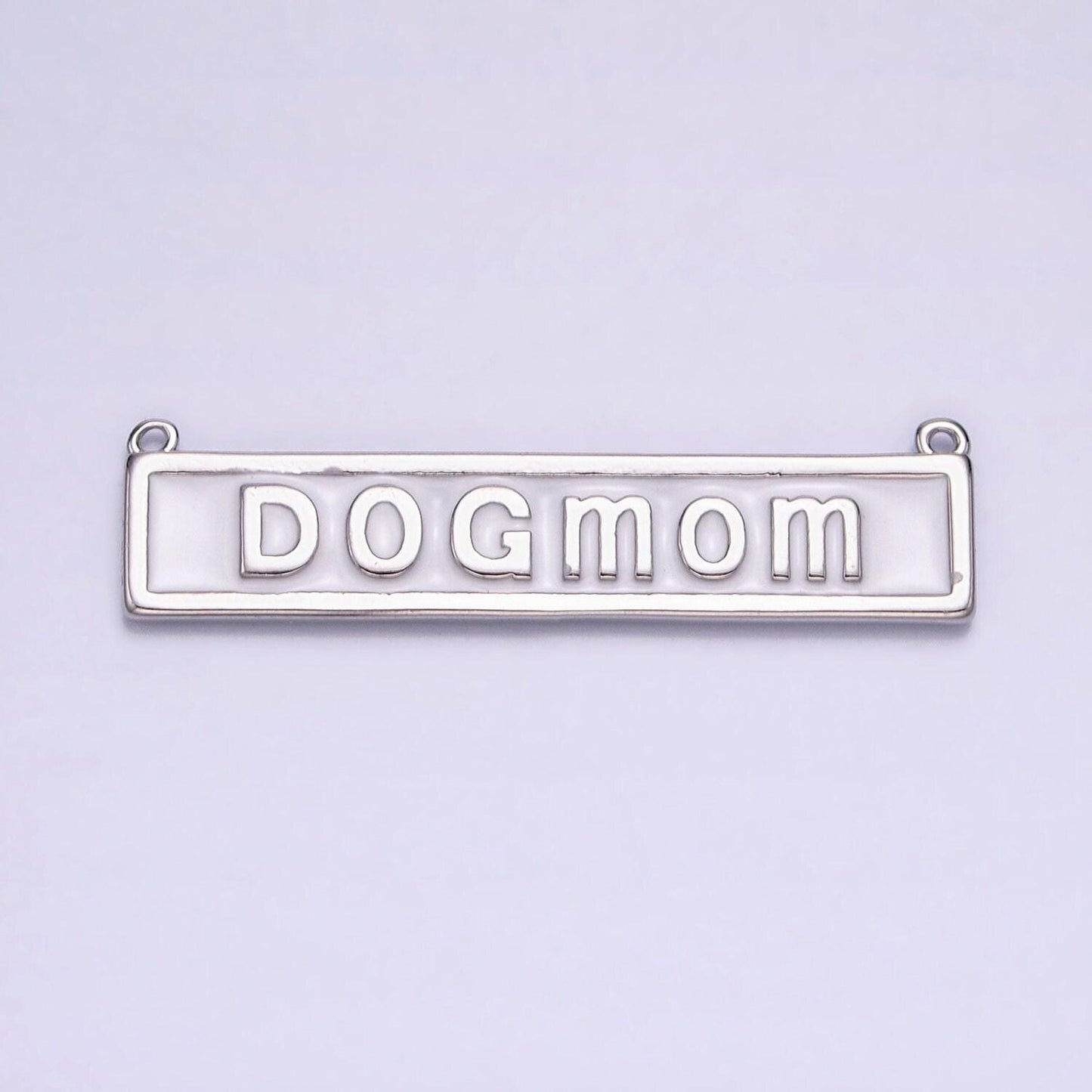 Gold filled dog mom charm connector for handmade necklace component gift for mommy grandma pet lovers in white pink enamel y-830~y-831