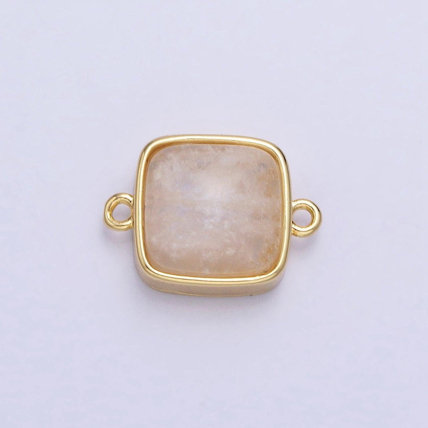 24k gold filled white moonstone, rose quartz, blue agate, tiger eye, amethyst, onyx square connector | y-834~y-837