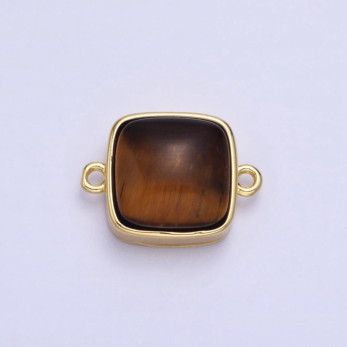 24k gold filled white moonstone, rose quartz, blue agate, tiger eye, amethyst, onyx square connector | y-834~y-837