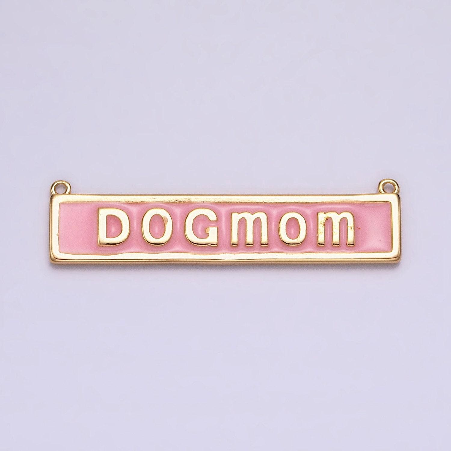Gold filled dog mom charm connector for handmade necklace component gift for mommy grandma pet lovers in white pink enamel y-830~y-831
