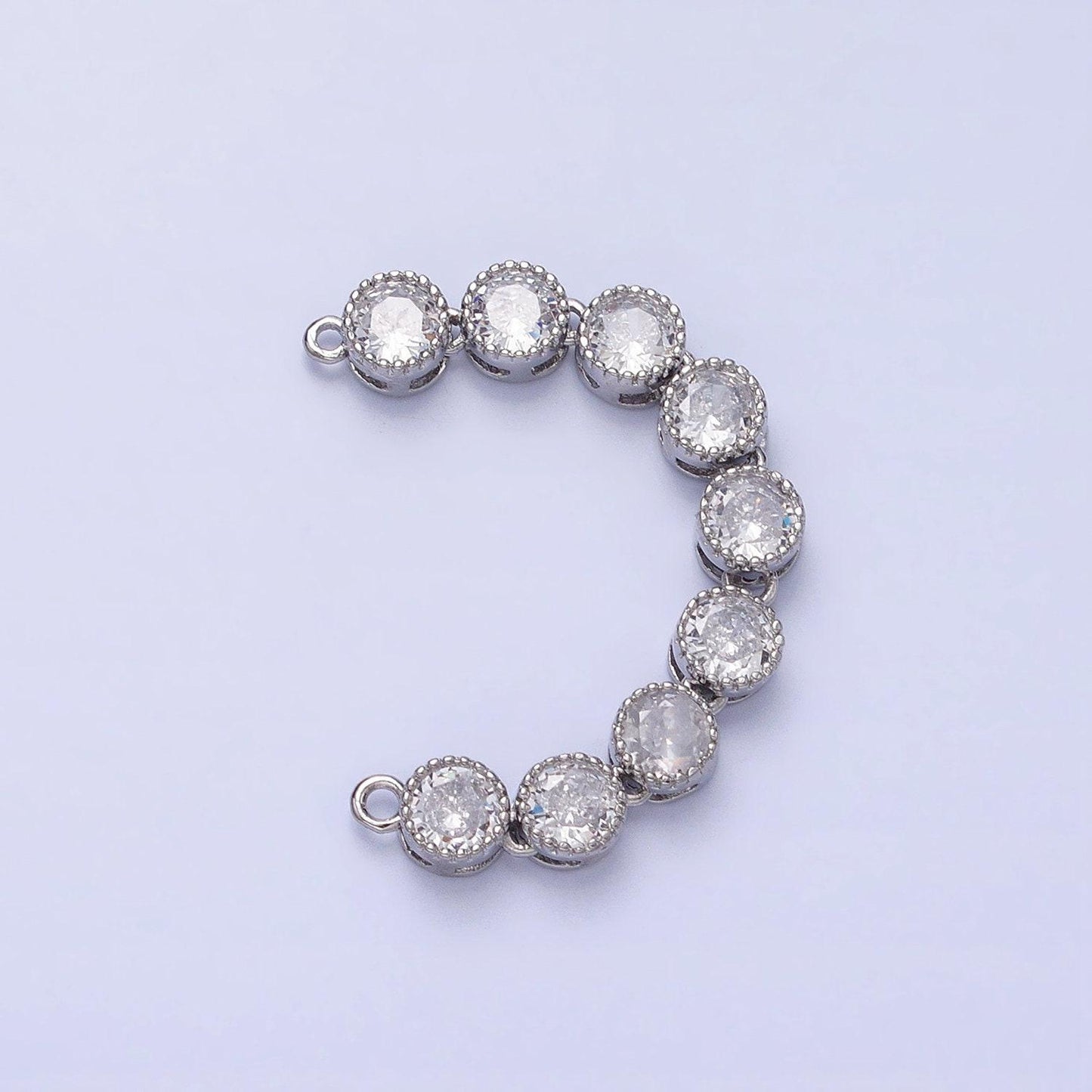 Bendable gold round long bar connector, cz micro pave silver circle geometric link connector necklace jewelry making y-821