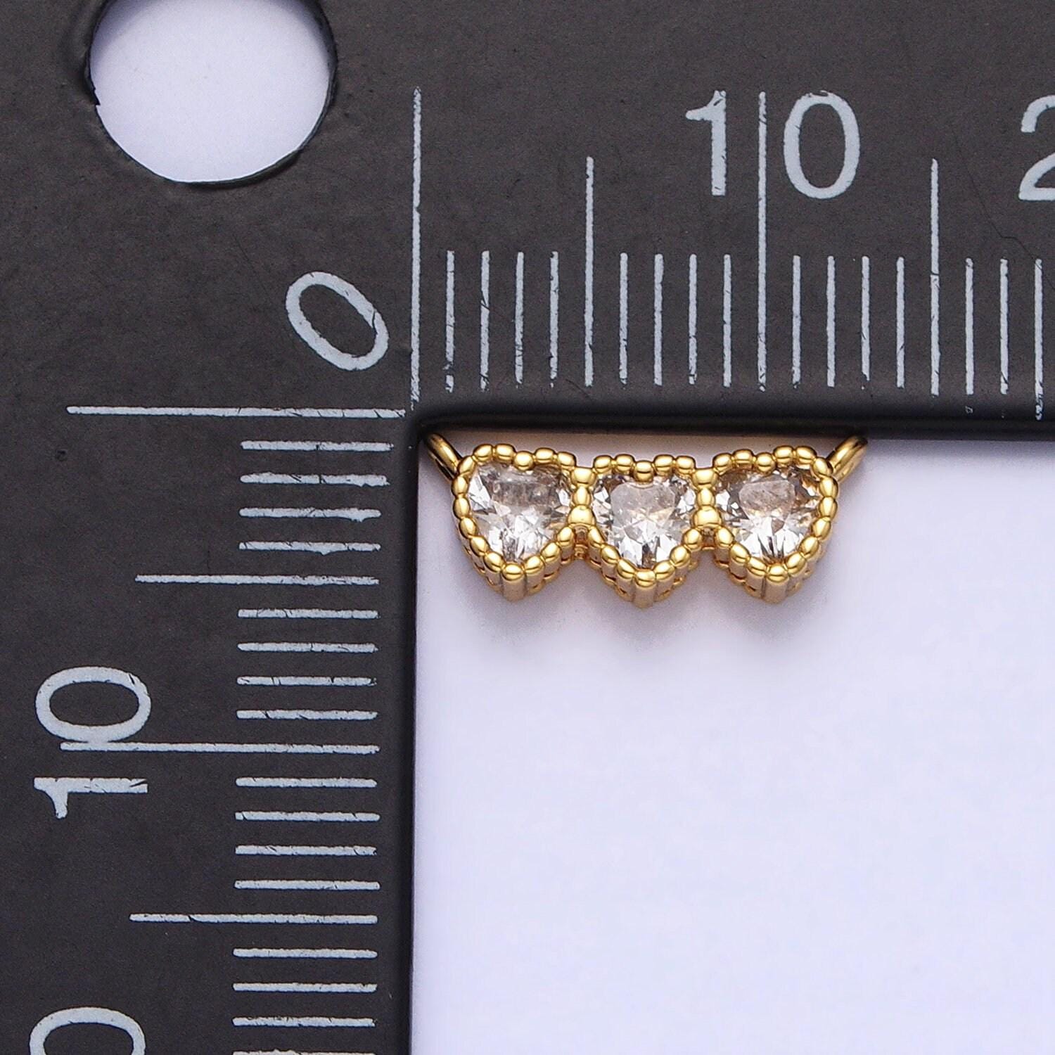Dainty gold three little heart charm connector for bracelet necklace link connector jewelry making supply y-820