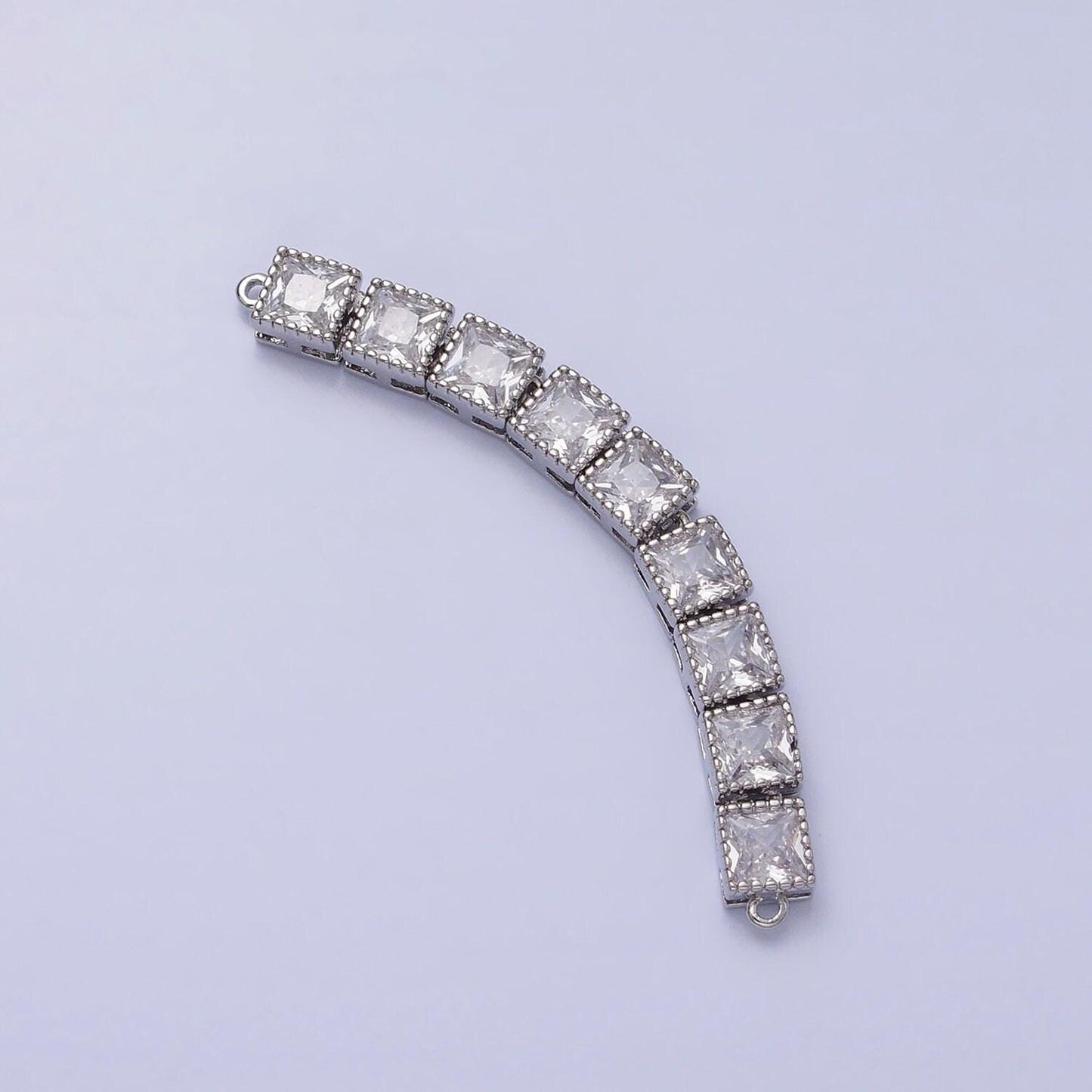 Bendable gold square long bar connector, cz micro pave silver geometric link connector necklace jewelry making y-815