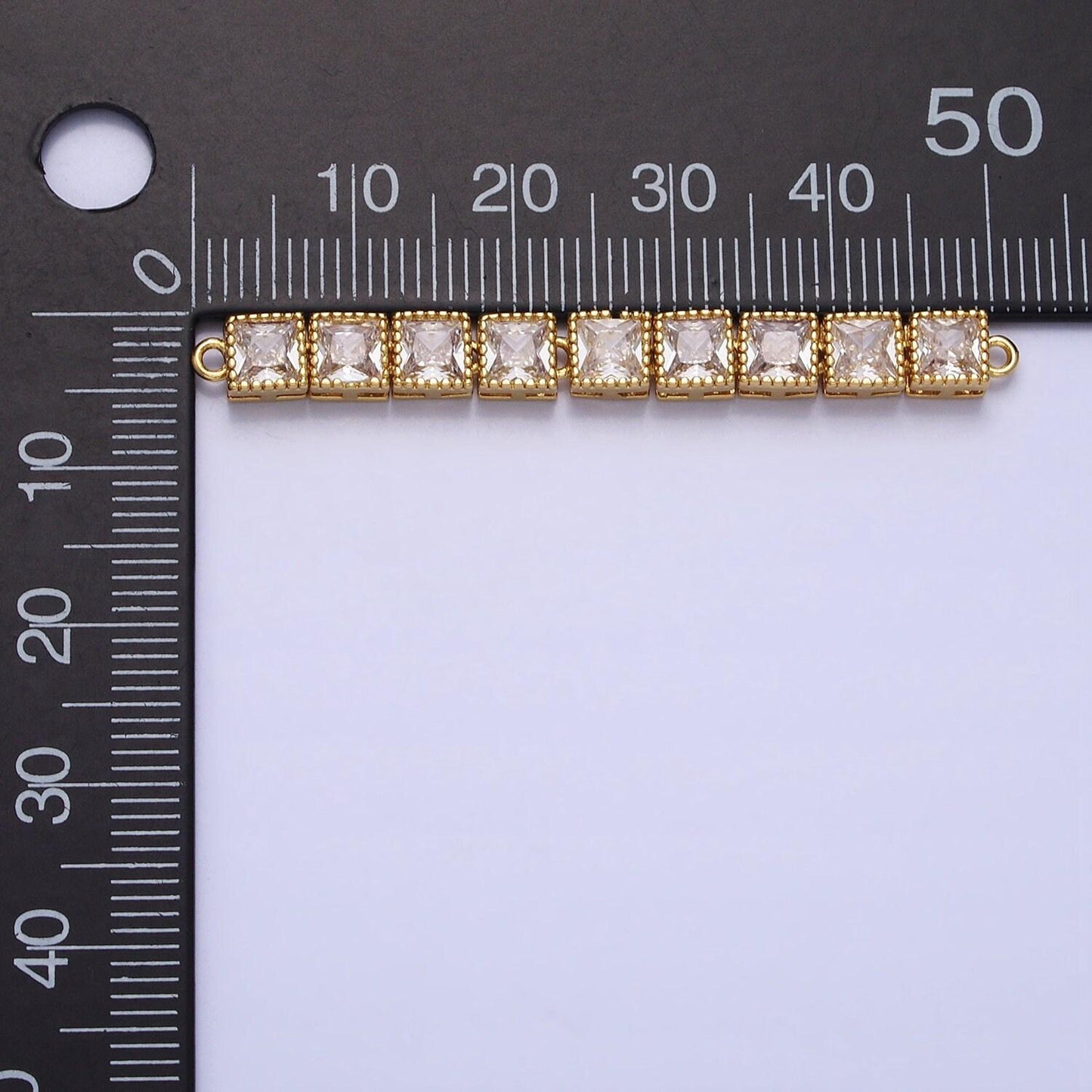Bendable gold square long bar connector, cz micro pave silver geometric link connector necklace jewelry making y-815
