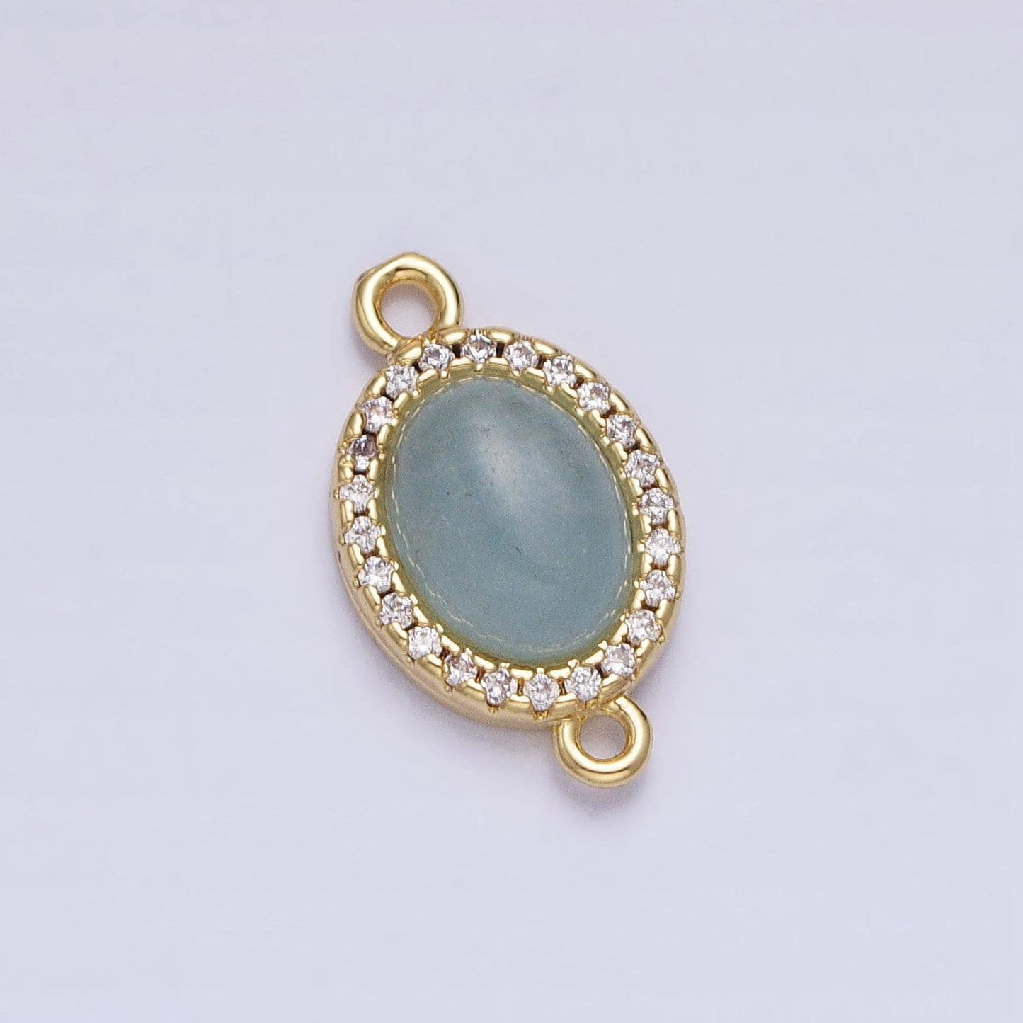 Gemstone oval connector, blue agate 24k gold filled charm connector nature stone cabochon link connector for bracelet necklace y-799