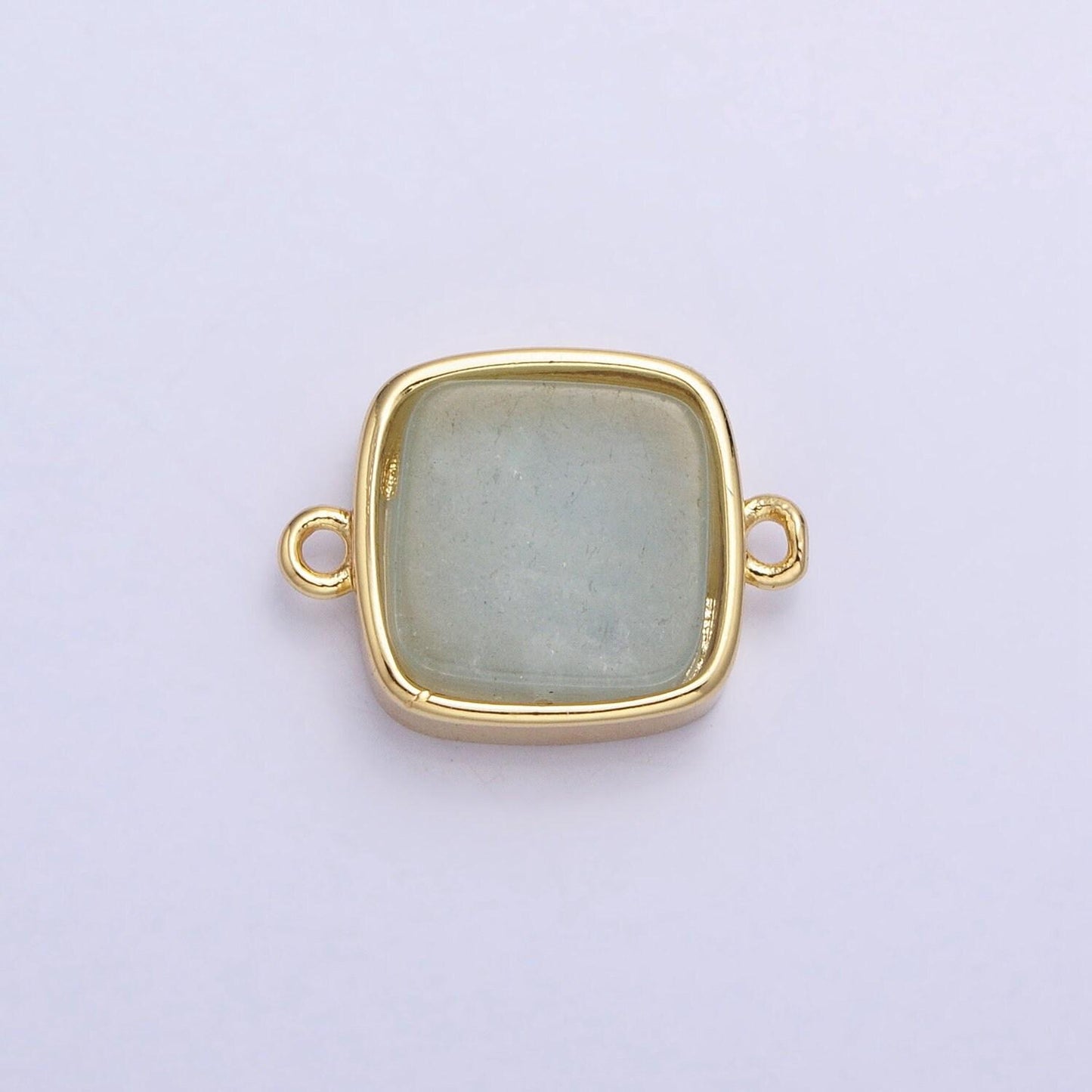 Gemstone square connector, amazonite rose quartz amethyst 24k gold filled charm connector nature stone cabochon link connector y-797 y-798