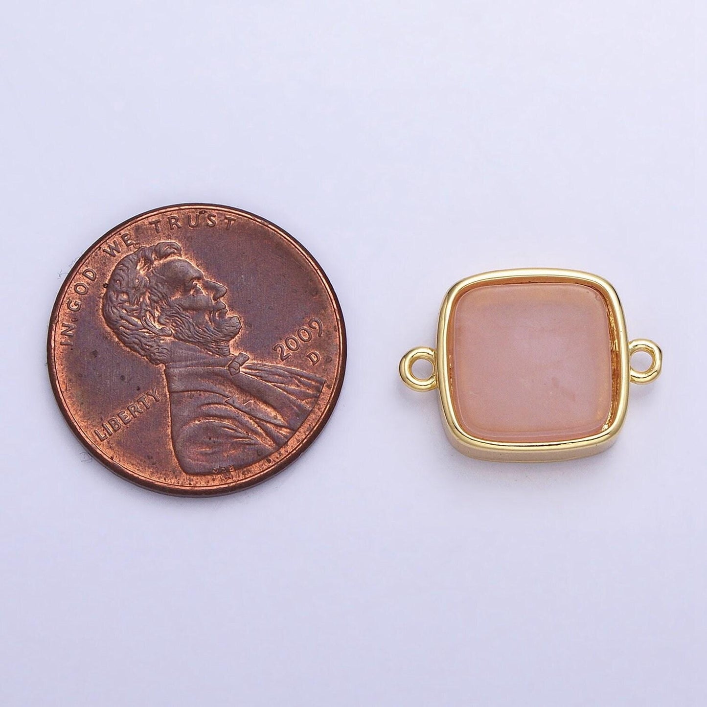 Gemstone square connector, amazonite rose quartz amethyst 24k gold filled charm connector nature stone cabochon link connector y-797 y-798