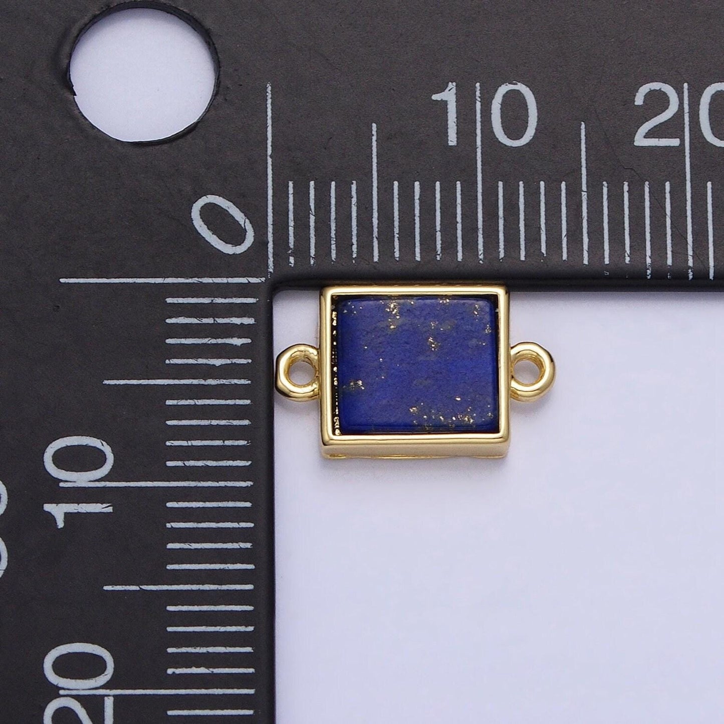 Square blue lapis azuli link connector in 24k gold filled charm connector nature healing stone cabochon link connector y-792