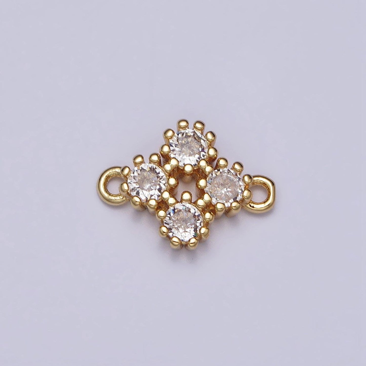 Mini gold clear round cz rhombus charm connector cubic geometric link connector minimalist jewelry | y-781