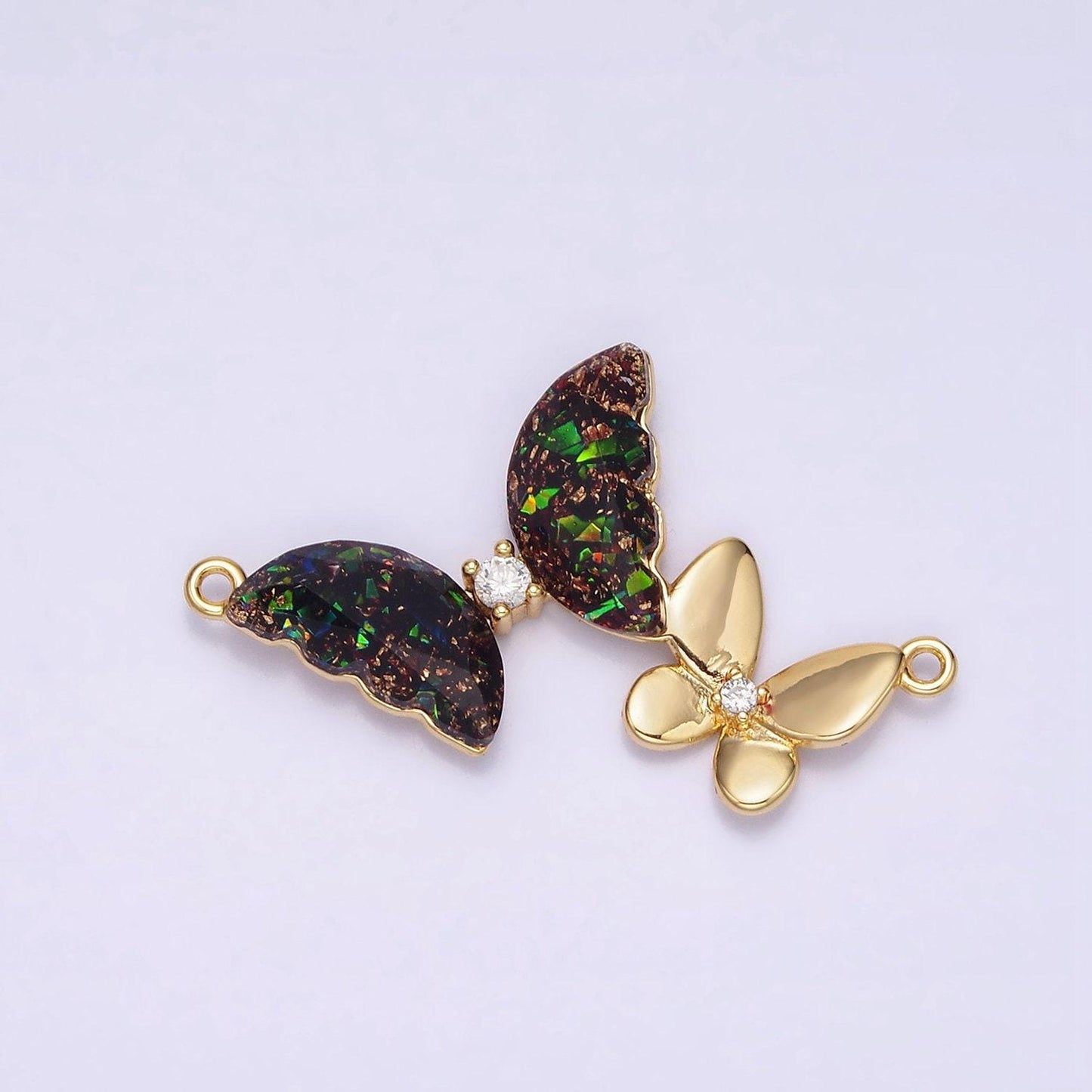 Black iridescent butterfly link connector gold butterfly charm connector for jewelry making supplies, bracelet butterfly charms g654