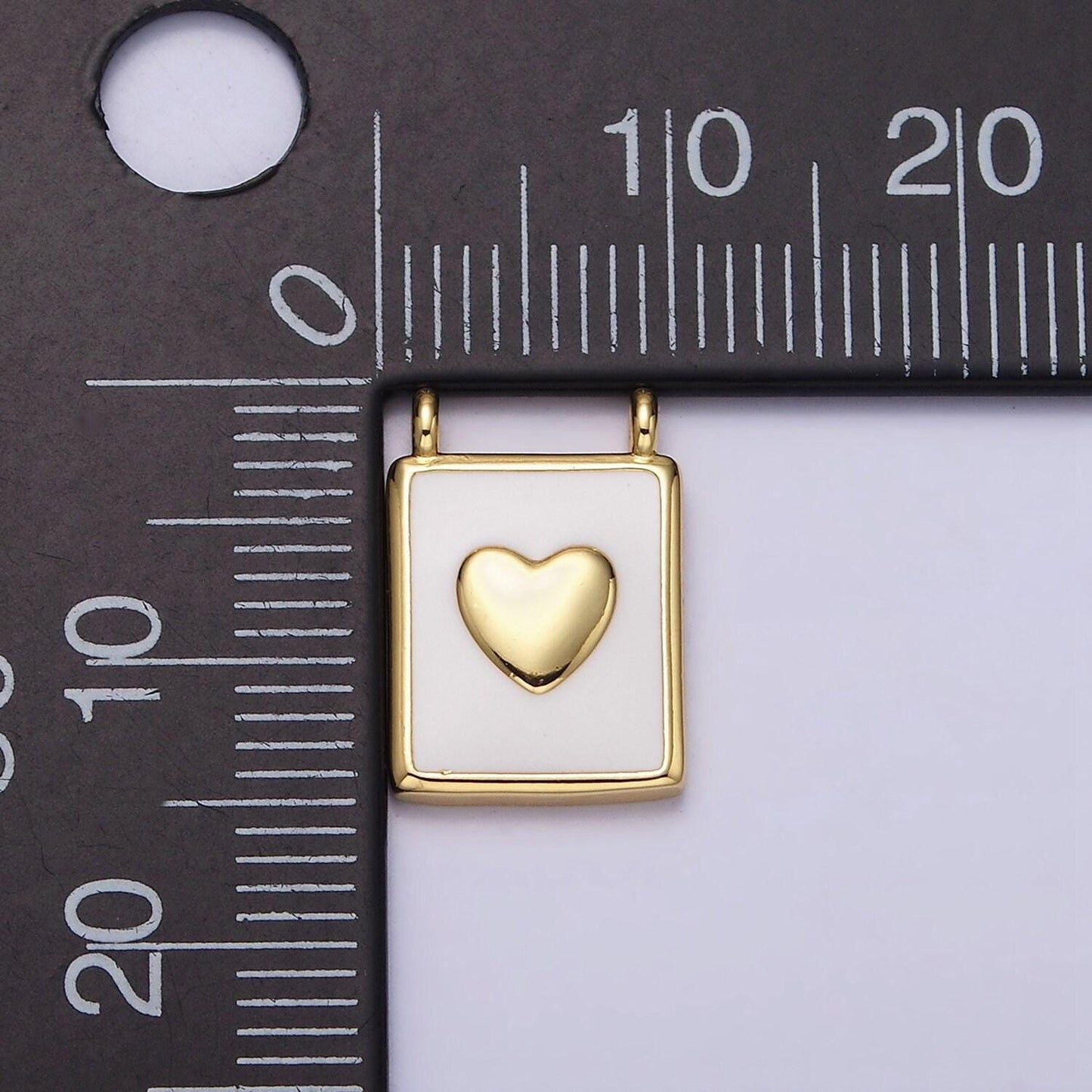 24k gold filled white enamel pendant | gold heart link connector charm necklace connector wholesale y-757
