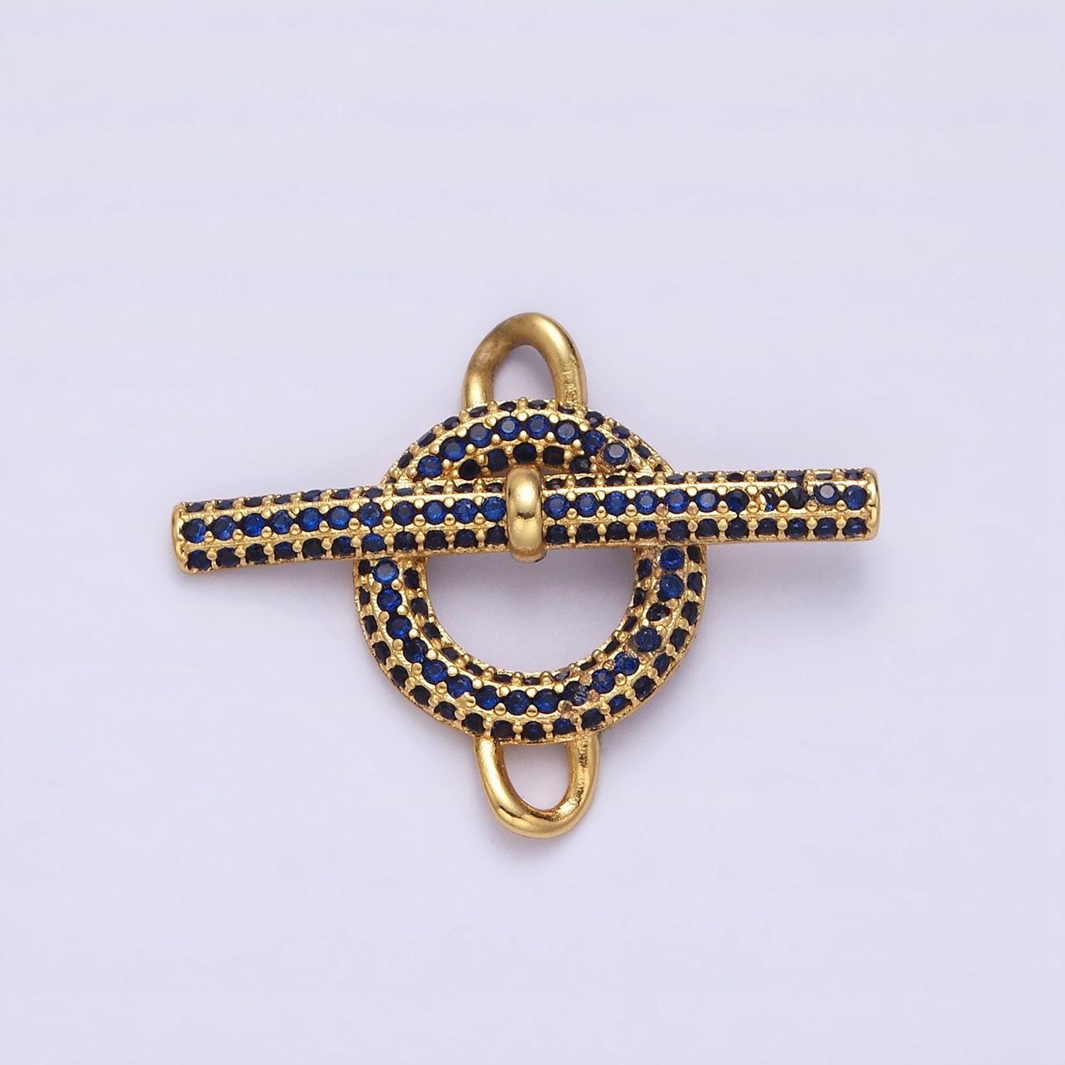 Round circular toggle clasp connector, 14k gold plated green micro pave cz toggle clasp inspired end clasp for bracelet closure | y-734