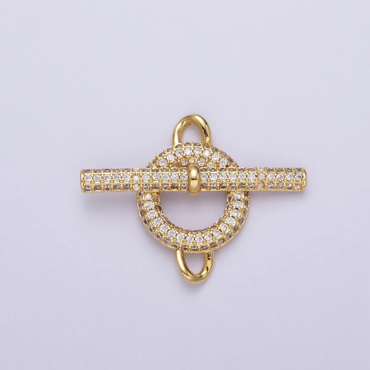 Round circular toggle clasp connector, 14k gold plated green micro pave cz toggle clasp inspired end clasp for bracelet closure | y-734