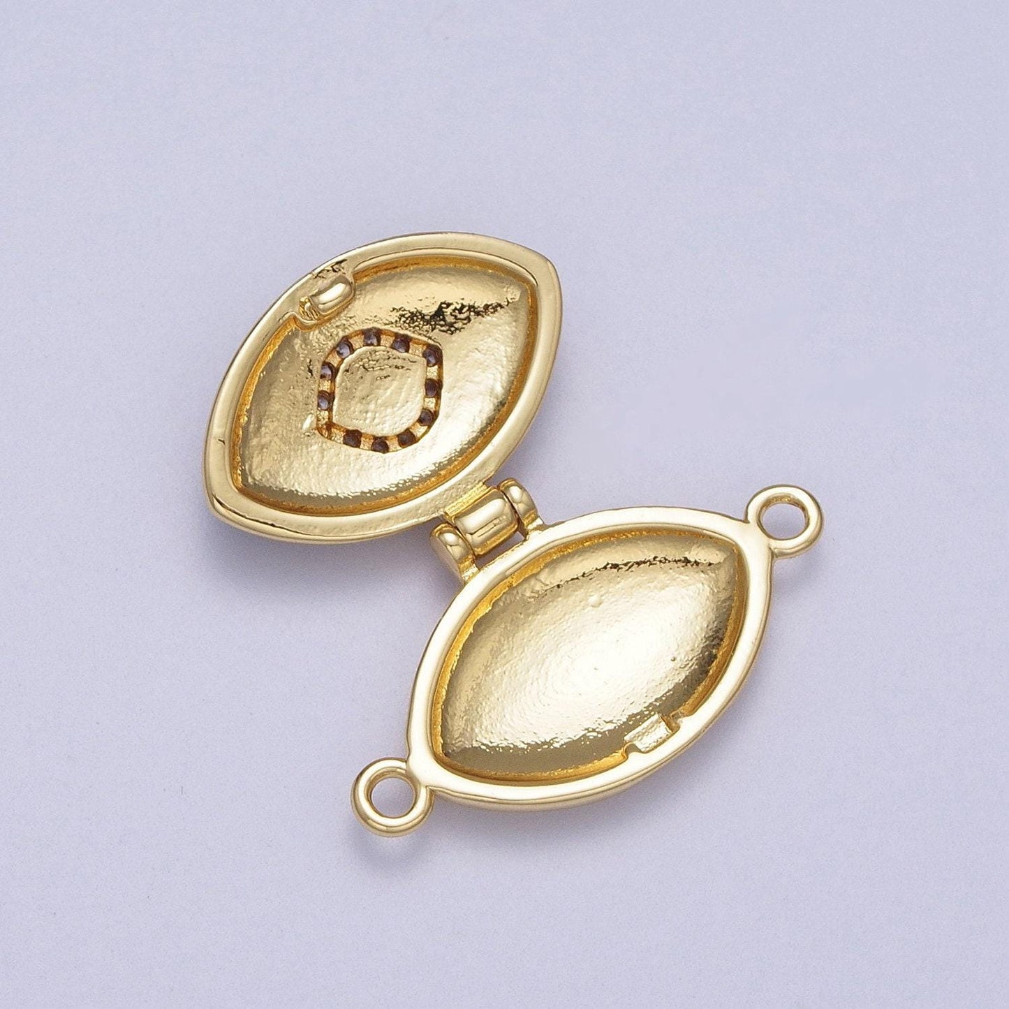 Dainty red evil eyed black, white enamel locket charm connector for bracelet necklace link connector | y645 y646
