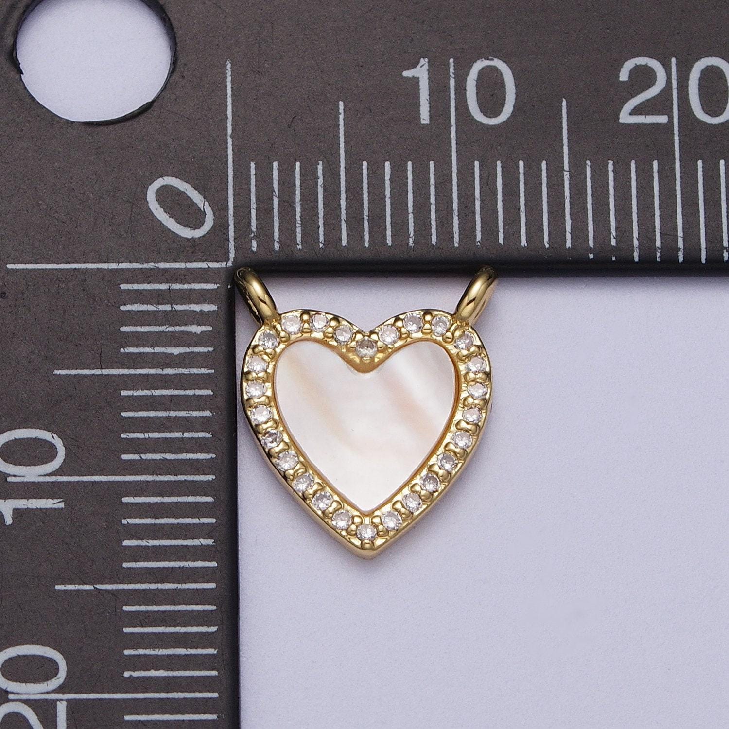 Small pearl heart connector cubic zirconia micro pave 2 loop gold filled heart charm wedding, anniversary mother's day gift for her y636