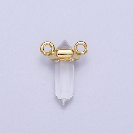 Mini crystal quartz pointed bullet pendant - quartz pendulum - clear quartz double bail charm crystal pendulum for necklace supply