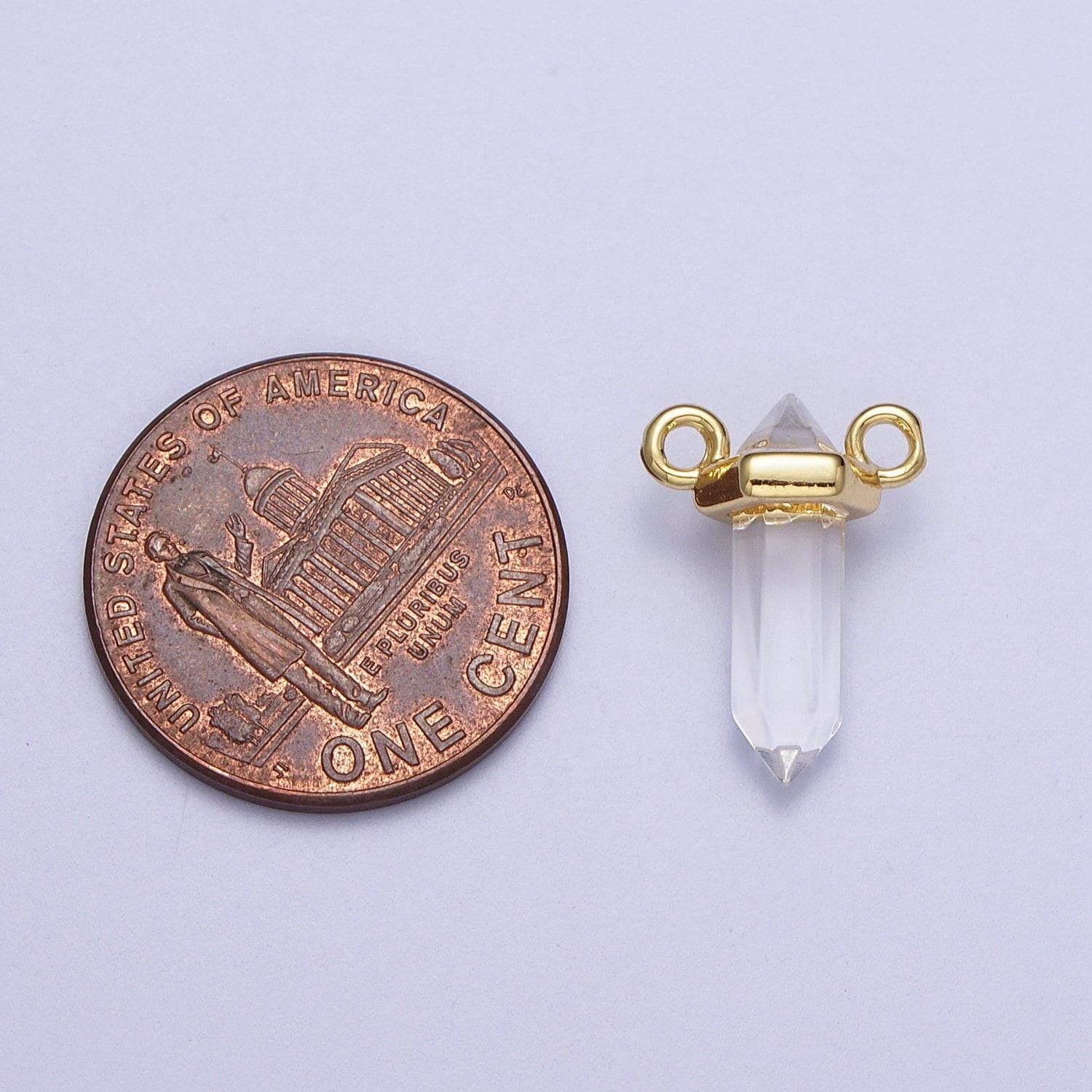 Mini crystal quartz pointed bullet pendant - quartz pendulum - clear quartz double bail charm crystal pendulum for necklace supply