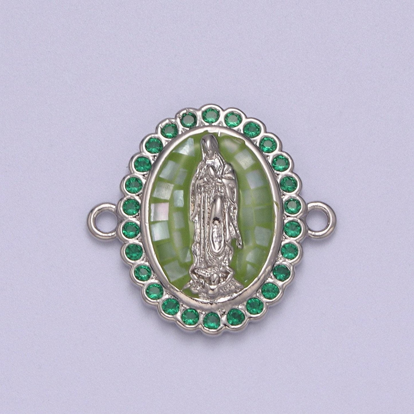 24k gold filled micro pave lady guadalupe charm connector, cz pave virgin mary charm for necklace, bracelet jewelry making y-460
