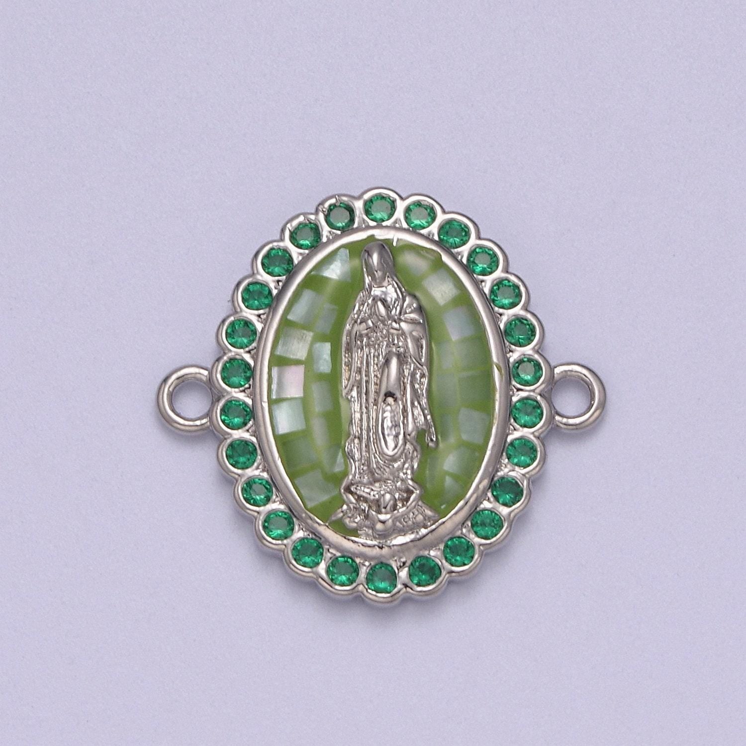 24k gold filled micro pave lady guadalupe charm connector, cz pave virgin mary charm for necklace, bracelet jewelry making y-460